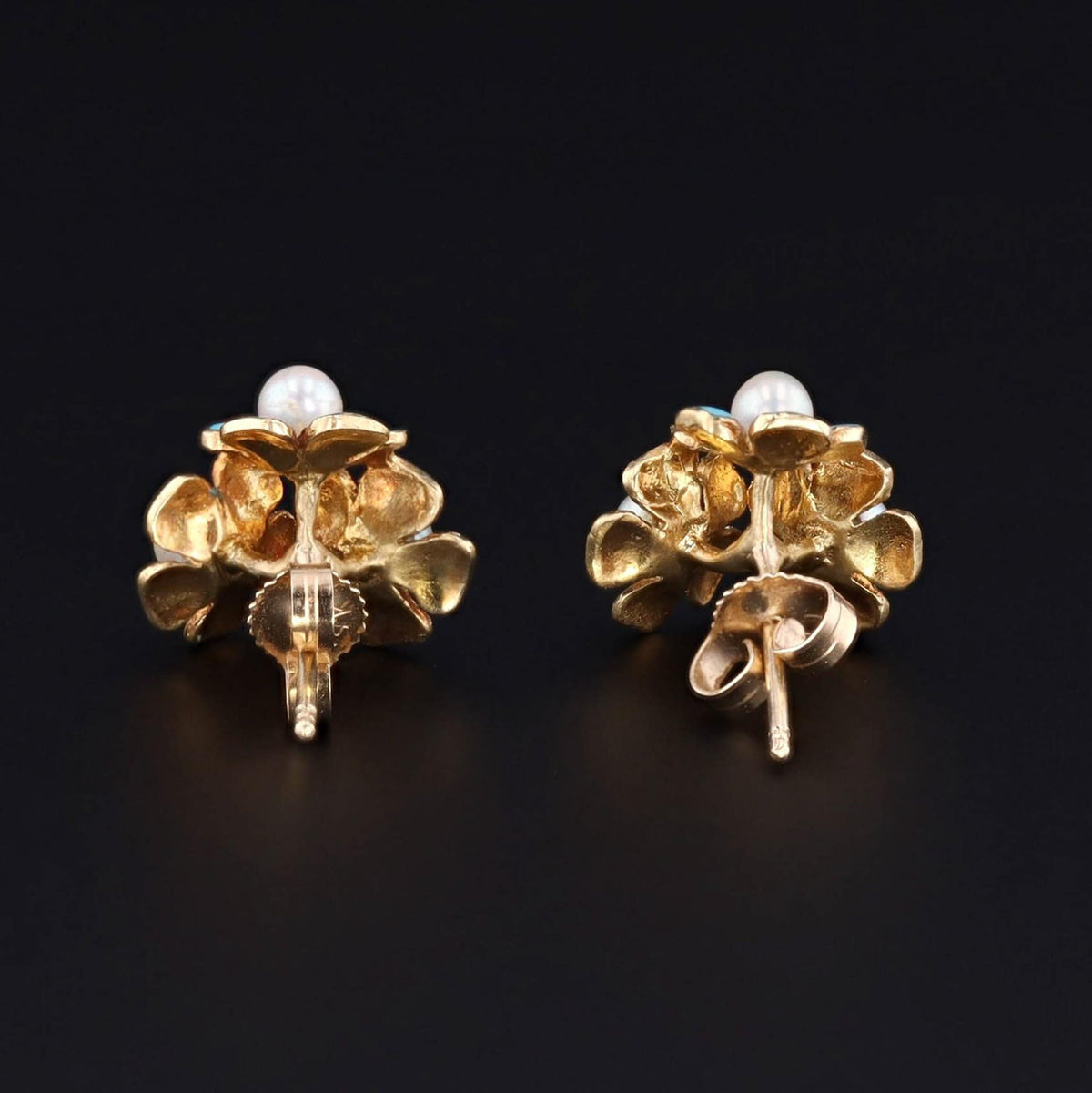Flower Earrings | 14k Gold Earrings - Trademark Antiques