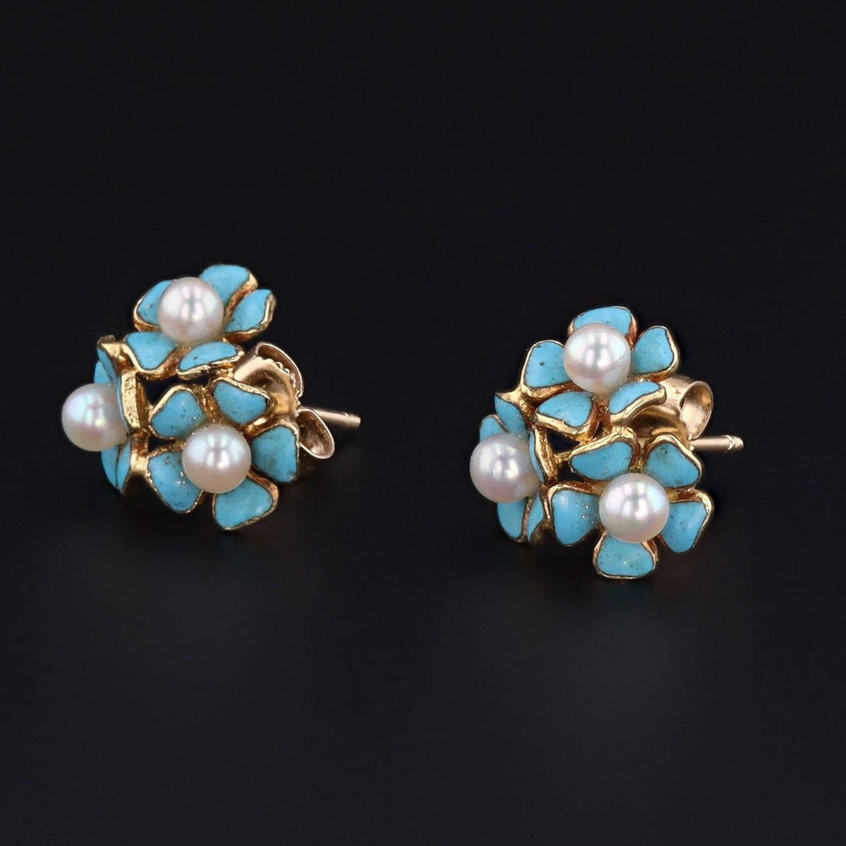 Flower Earrings | 14k Gold Earrings - Trademark Antiques