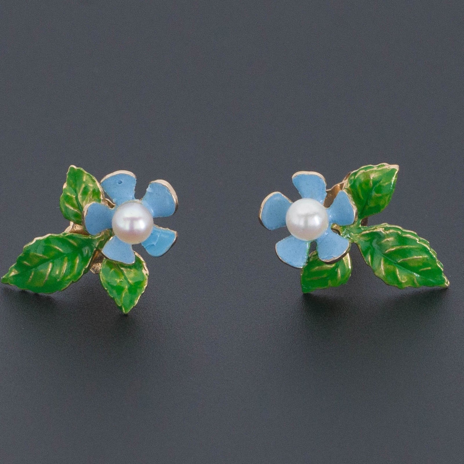 Flower Earrings | 14k Gold Earrings - Trademark Antiques