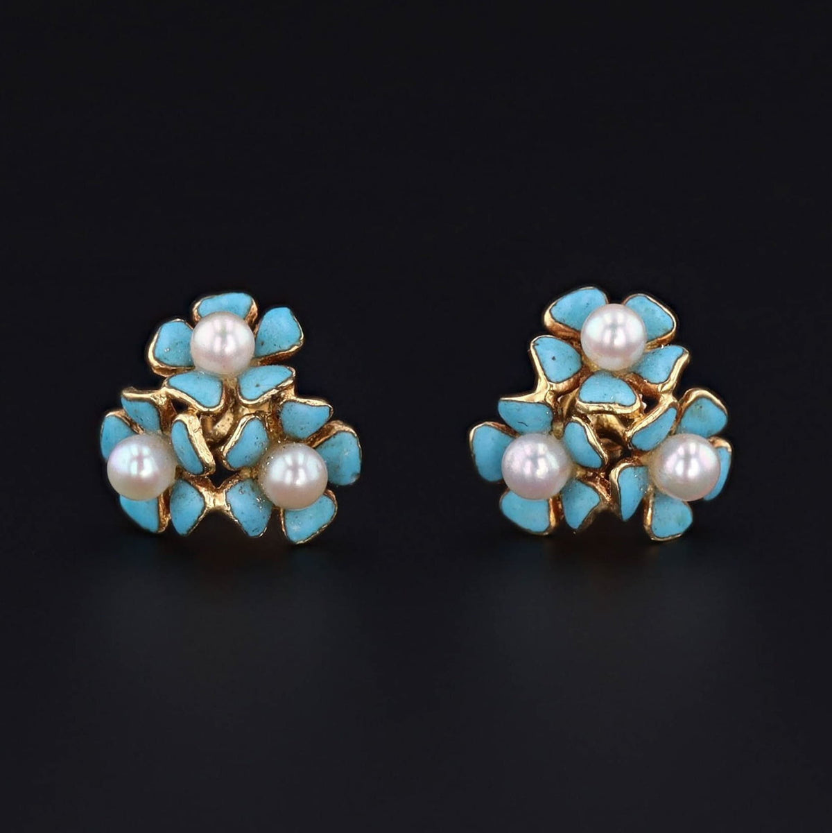Flower Earrings | 14k Gold Earrings - Trademark Antiques