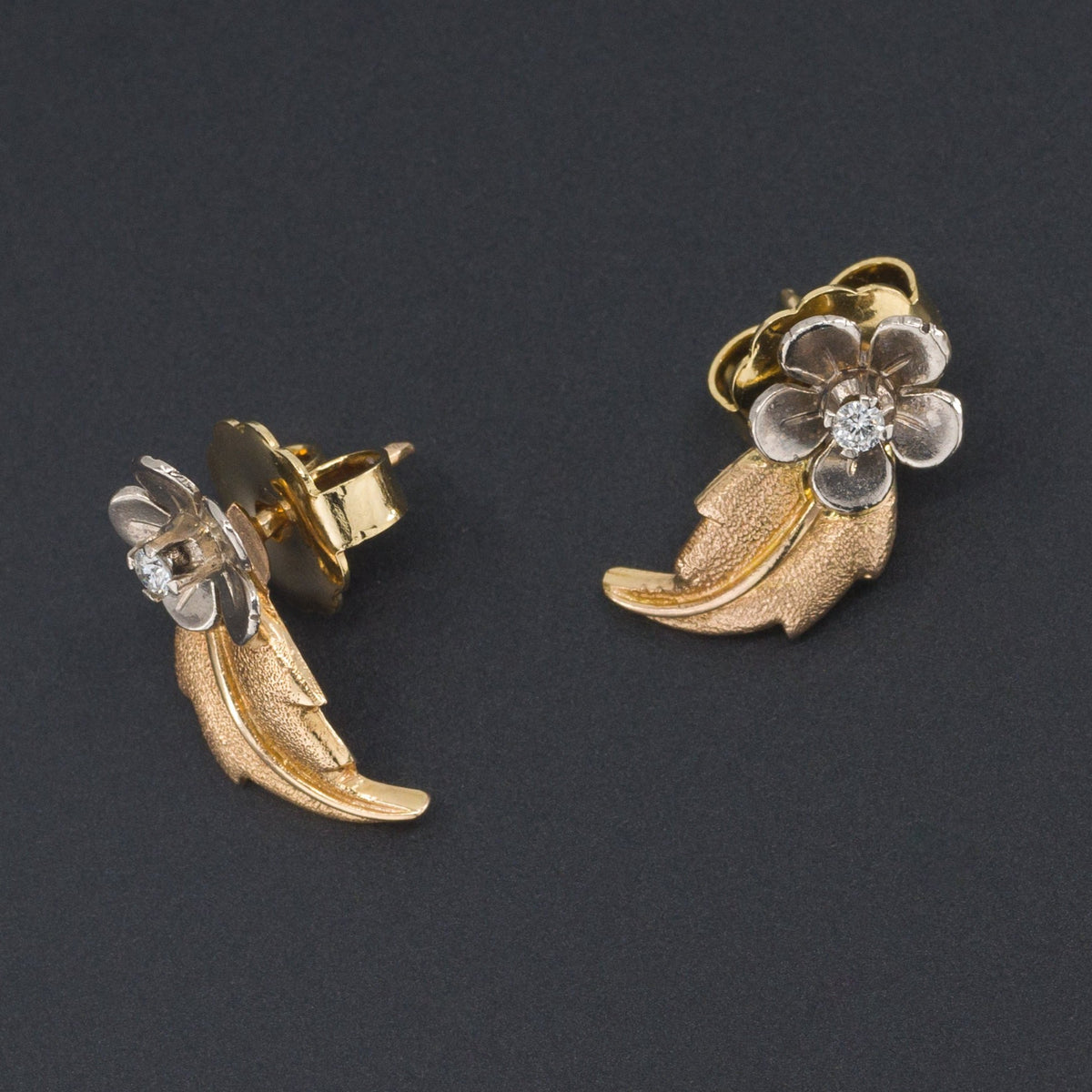 Flower Earrings | Diamond Flower Earrings - Trademark Antiques