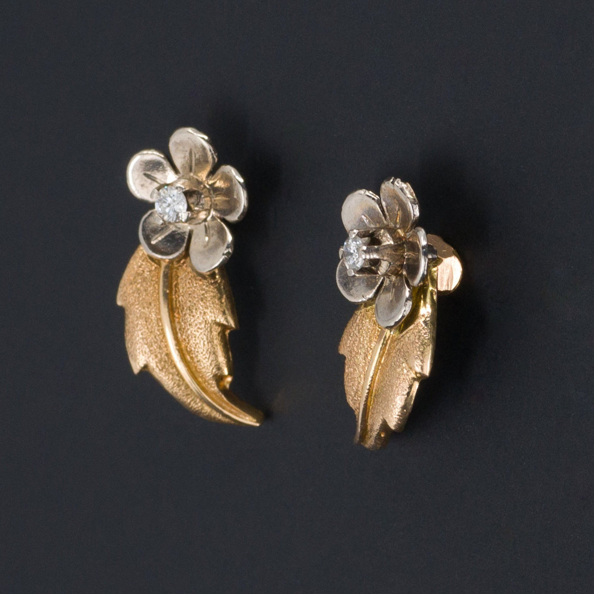 Flower Earrings | Diamond Flower Earrings - Trademark Antiques