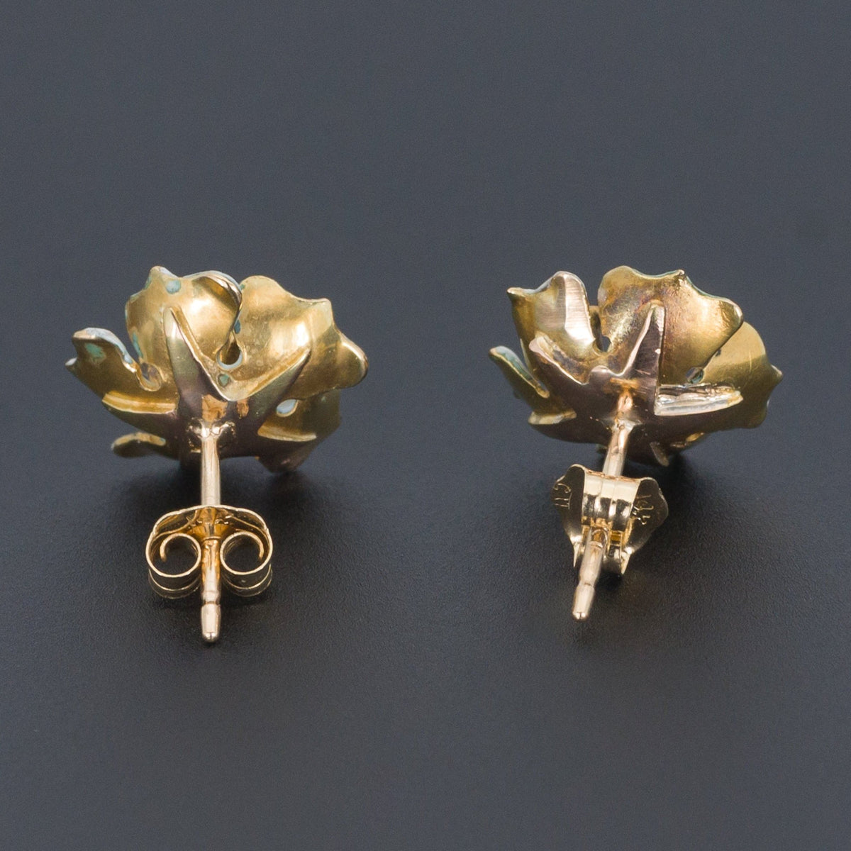 Flower Earrings | White Enamel Flower Earrings - Trademark Antiques