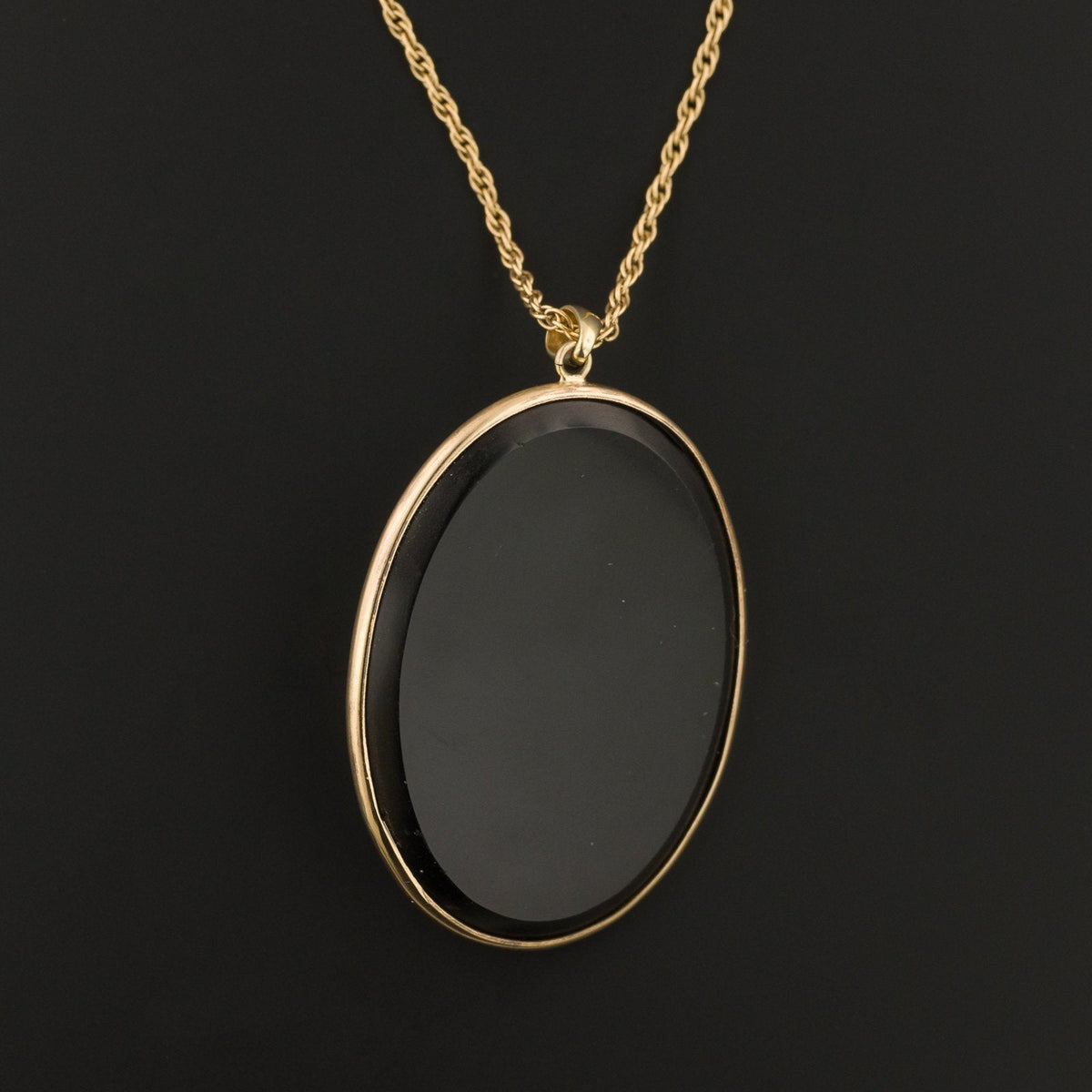 Flower Pendant | 14k Gold Onyx Diamond &amp; Pearl Pendant - Trademark Antiques