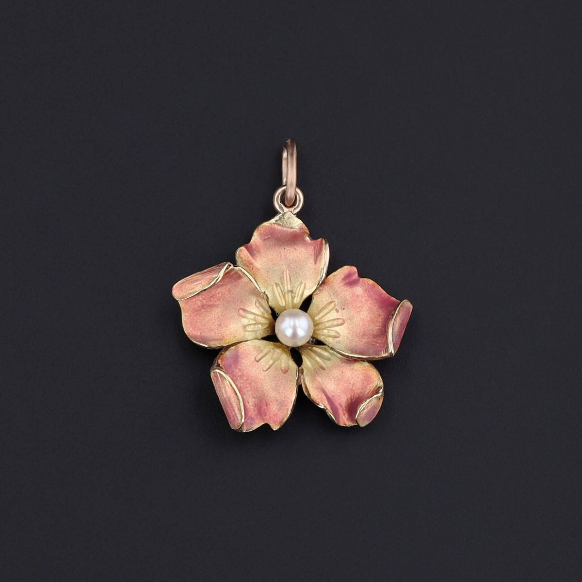 Flower Pendant | Enamel Flower Charm - Trademark Antiques