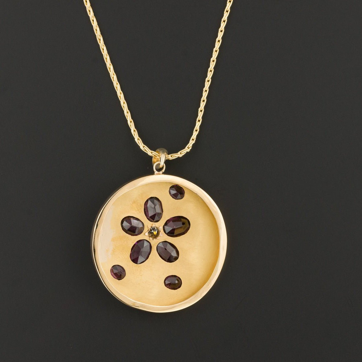 Flower Pendant | Garnet Flower Pendant - Trademark Antiques