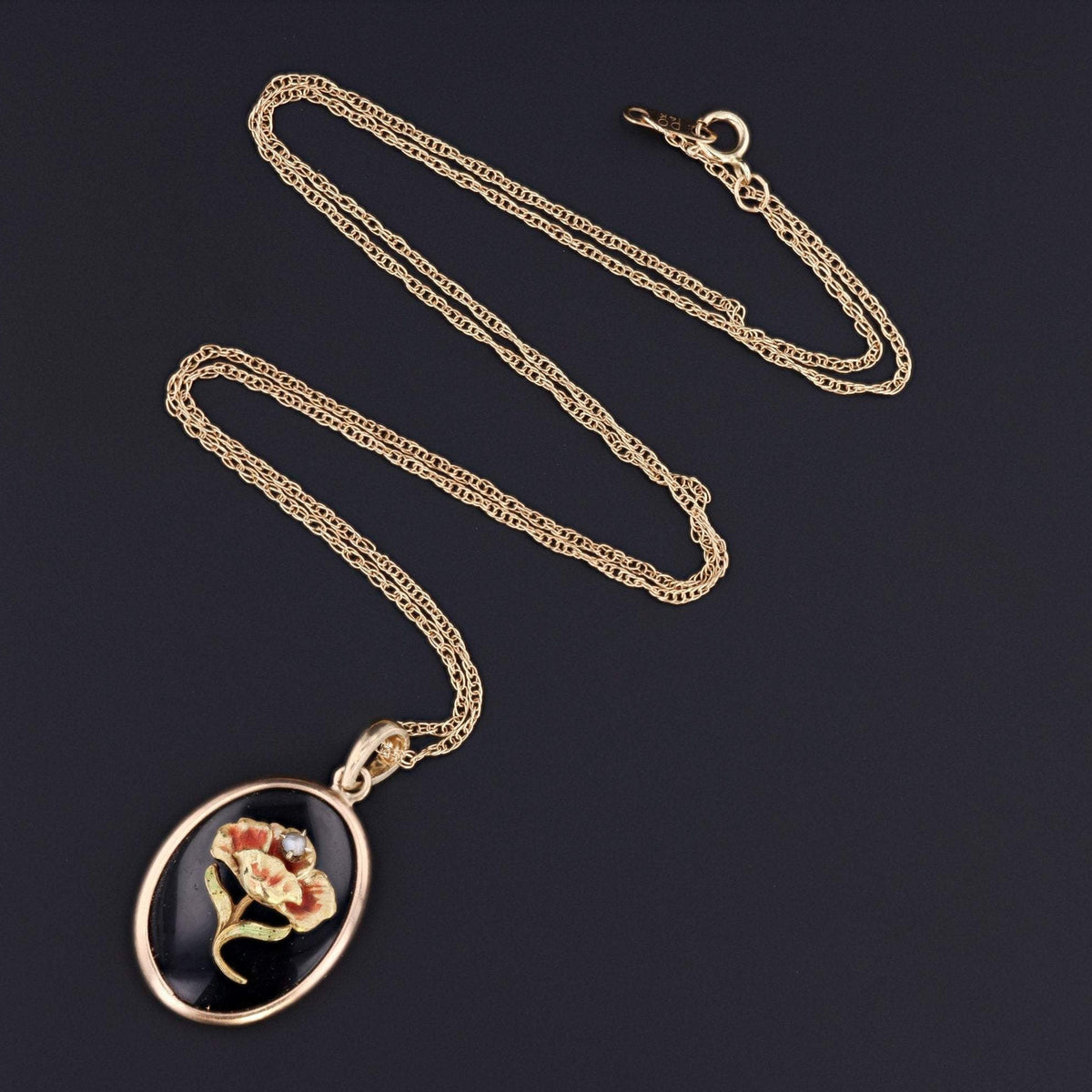 Flower Pendant | Onyx Flower Pendant - Trademark Antiques