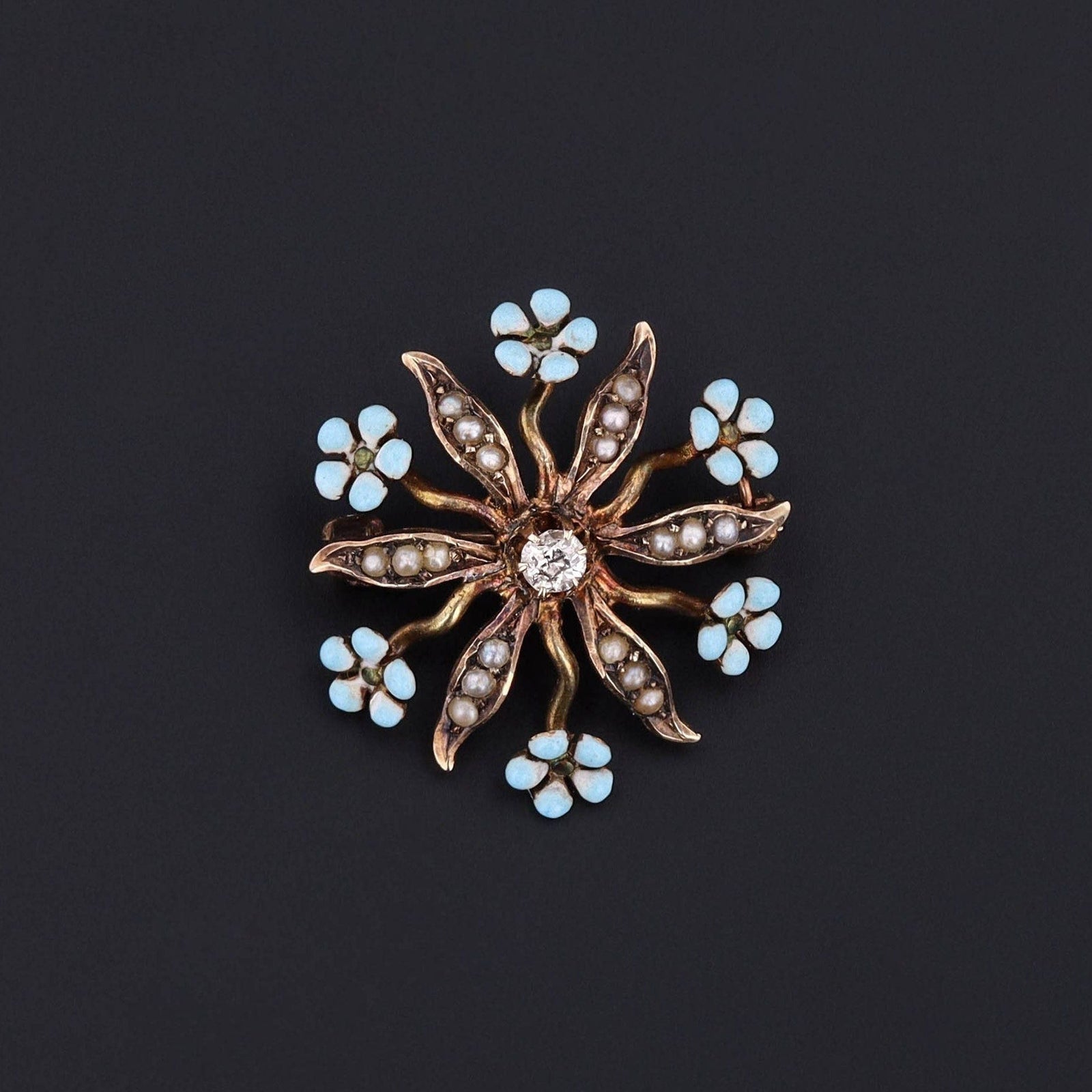 Forget - Me - Not Brooch | Flower Brooch - Trademark Antiques