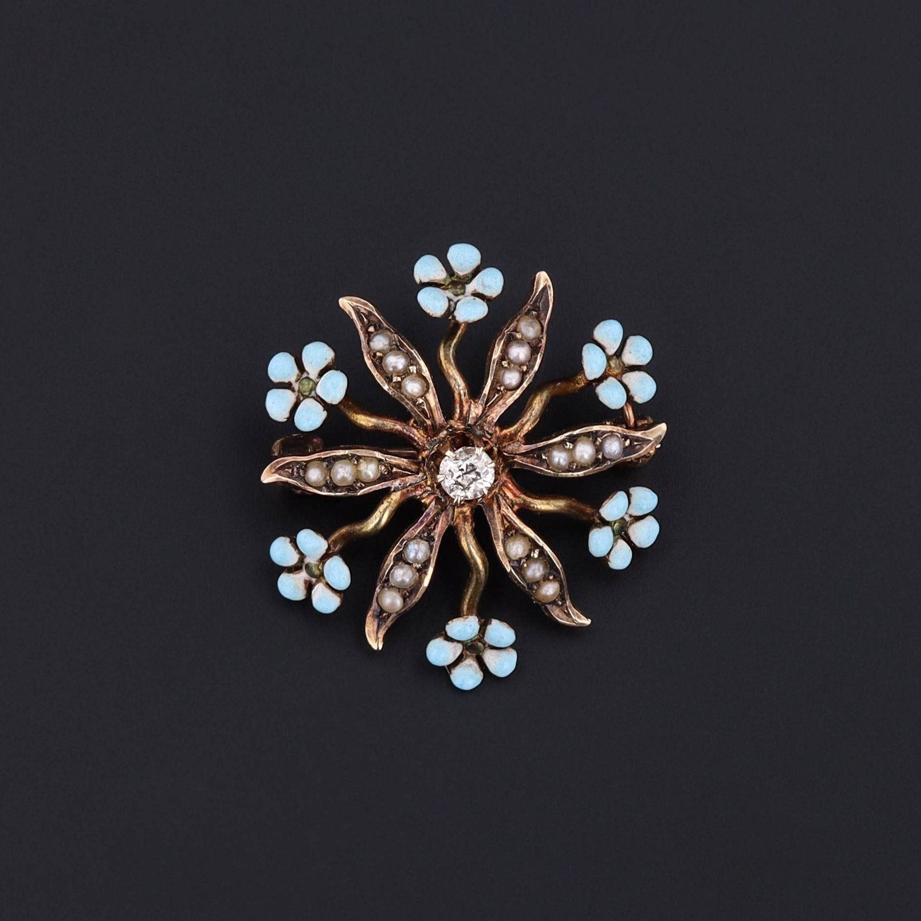 Forget - Me - Not Brooch | Flower Brooch - Trademark Antiques
