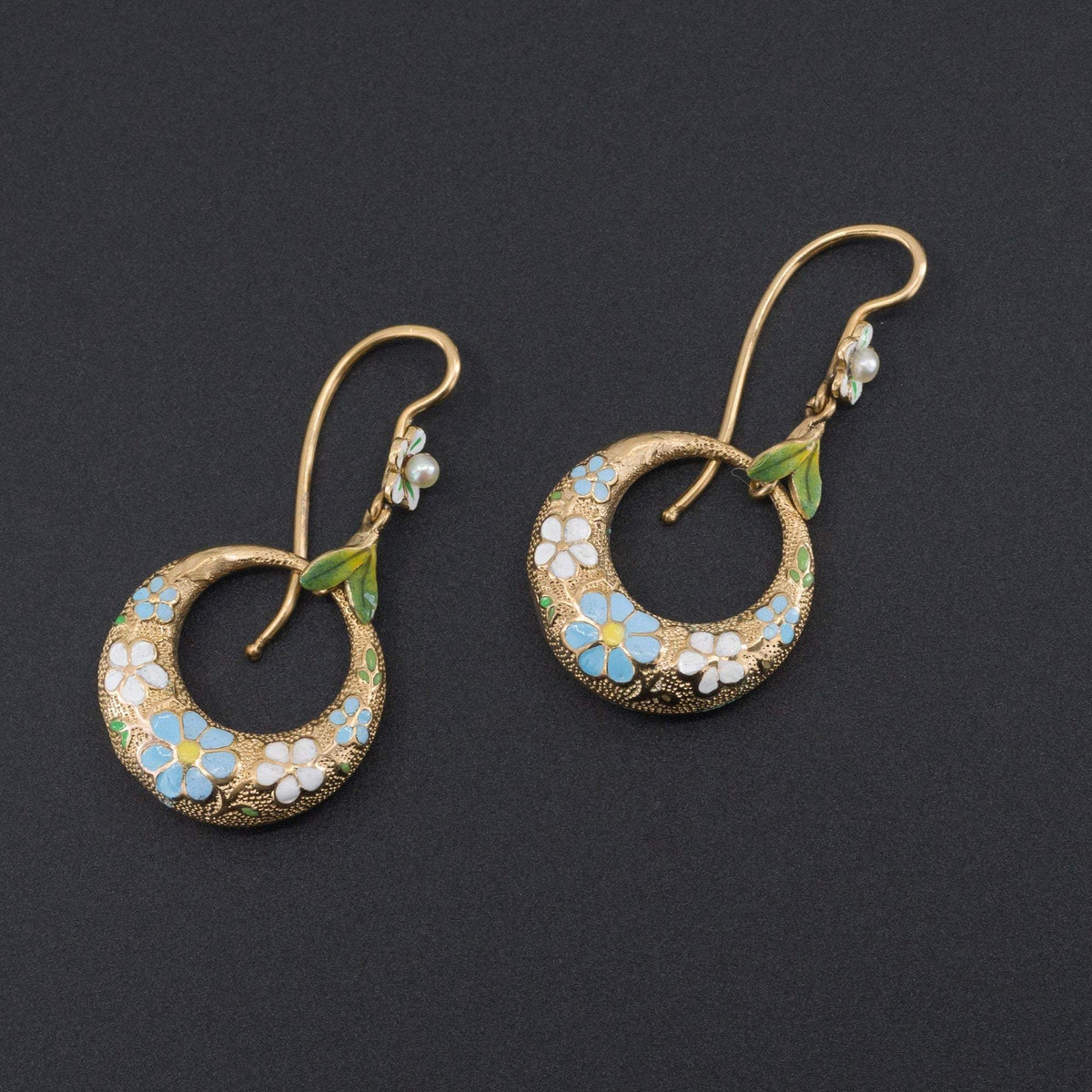 Forget - me - not Earrings | 14k Gold Earrings - Trademark Antiques