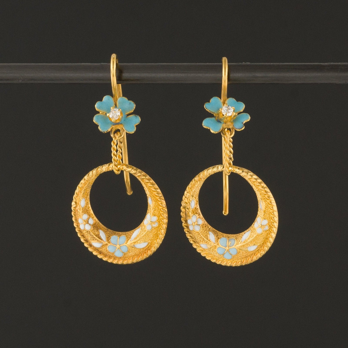 Forget - me - not Earrings | 14k Gold Earrings - Trademark Antiques