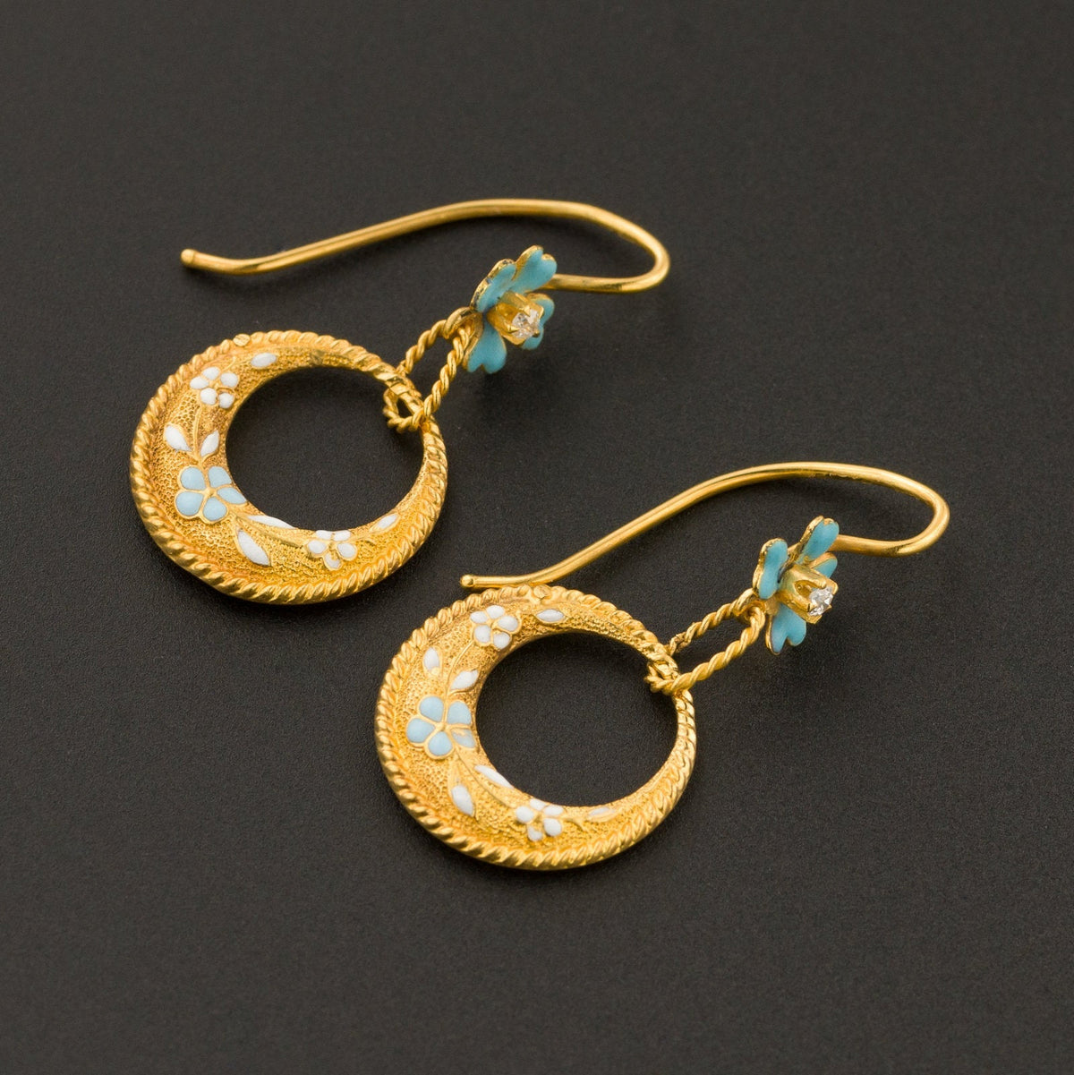 Forget - me - not Earrings | 14k Gold Earrings - Trademark Antiques