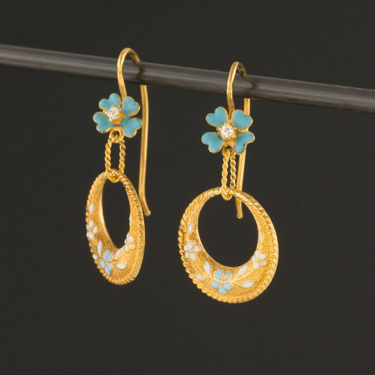 Forget - me - not Earrings | 14k Gold Earrings - Trademark Antiques