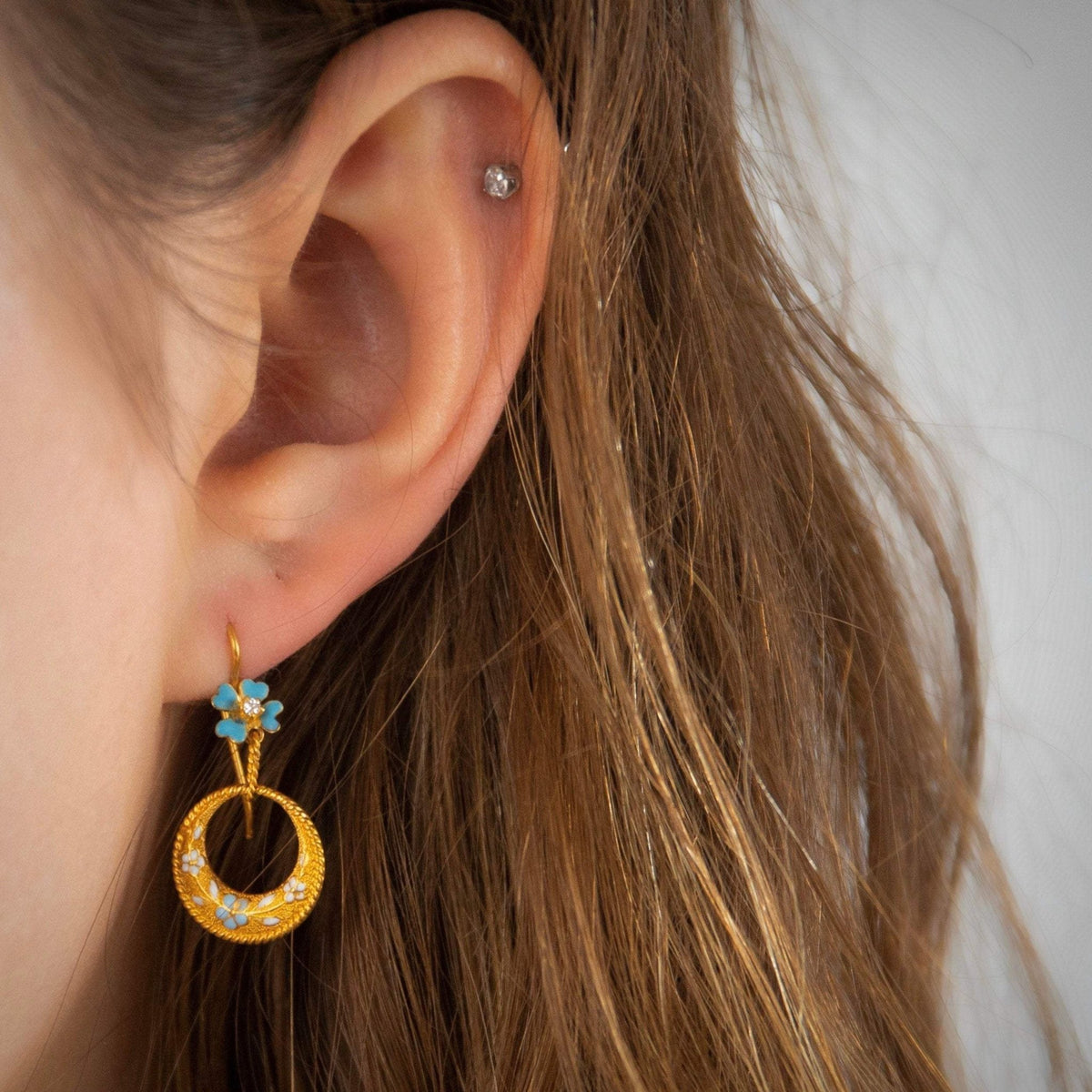 Forget - me - not Earrings | 14k Gold Earrings - Trademark Antiques