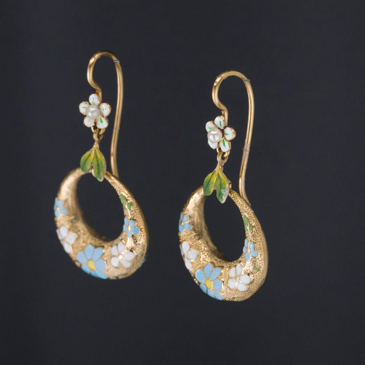 Forget - me - not Earrings | 14k Gold Earrings - Trademark Antiques