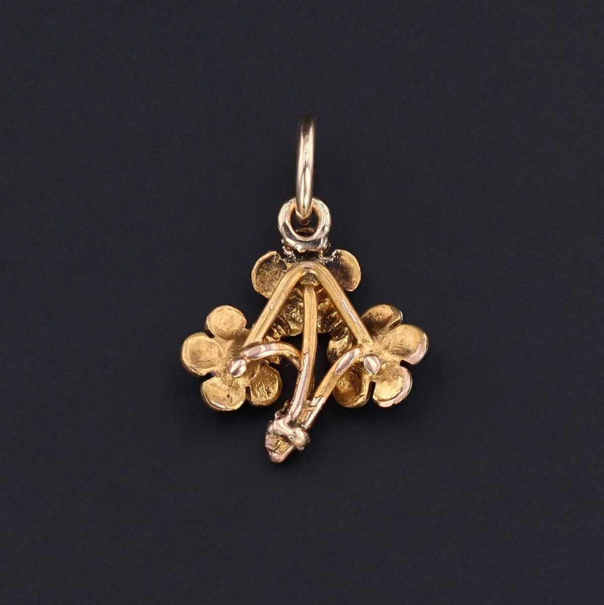 Forget - Me - Not Flower Charm | 14k Gold &amp; Pearl Flower Pendant - Trademark Antiques