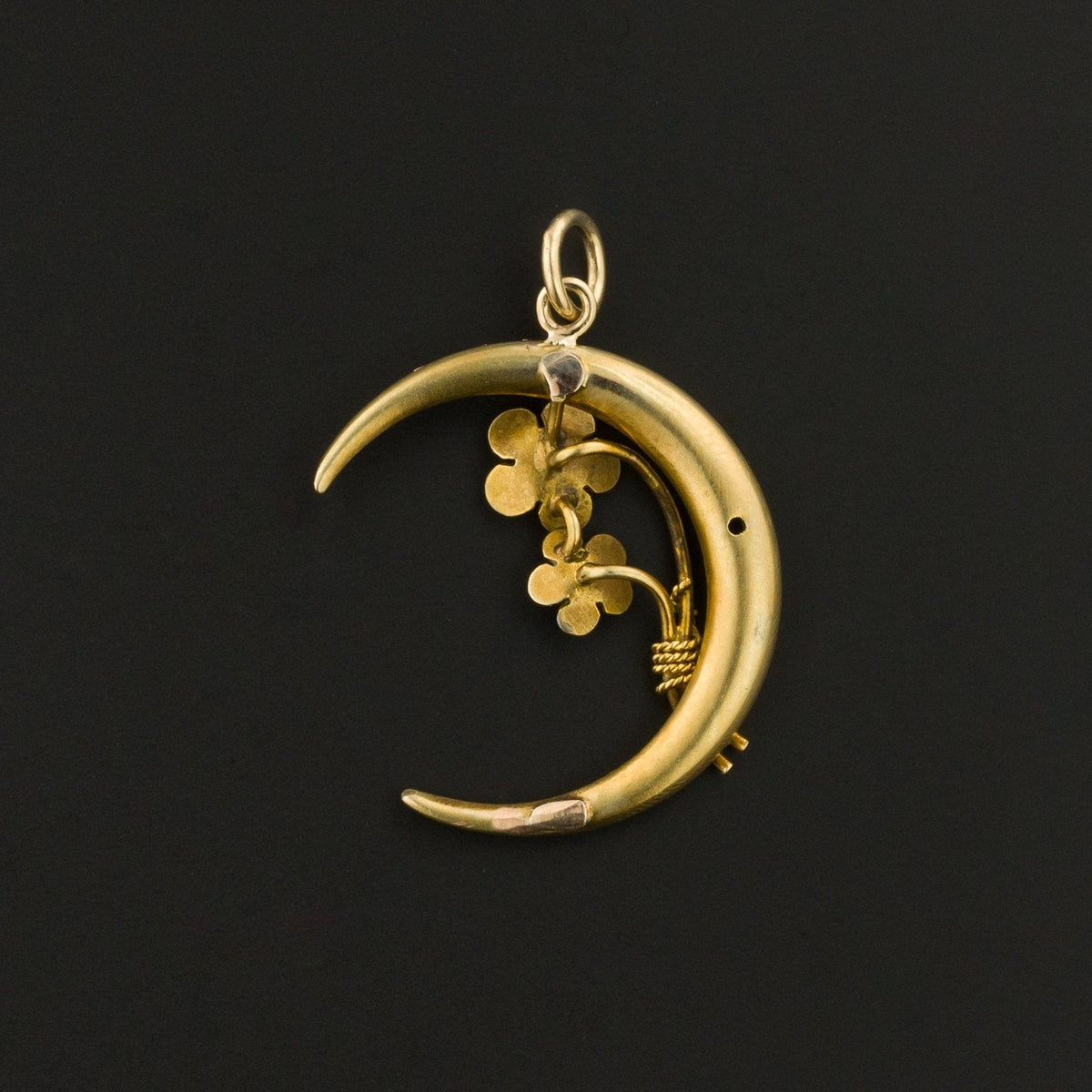 Forget - me - not Flower Pendant | Crescent Moon Pendant - Trademark Antiques