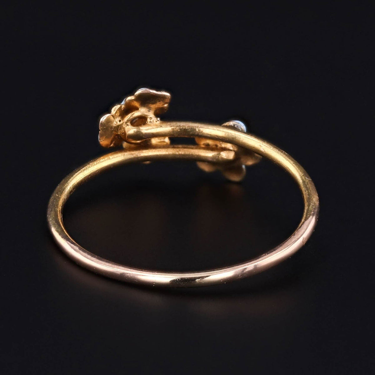 Forget - Me - Not Flower Ring | 14k Gold &amp; Enamel - Trademark Antiques