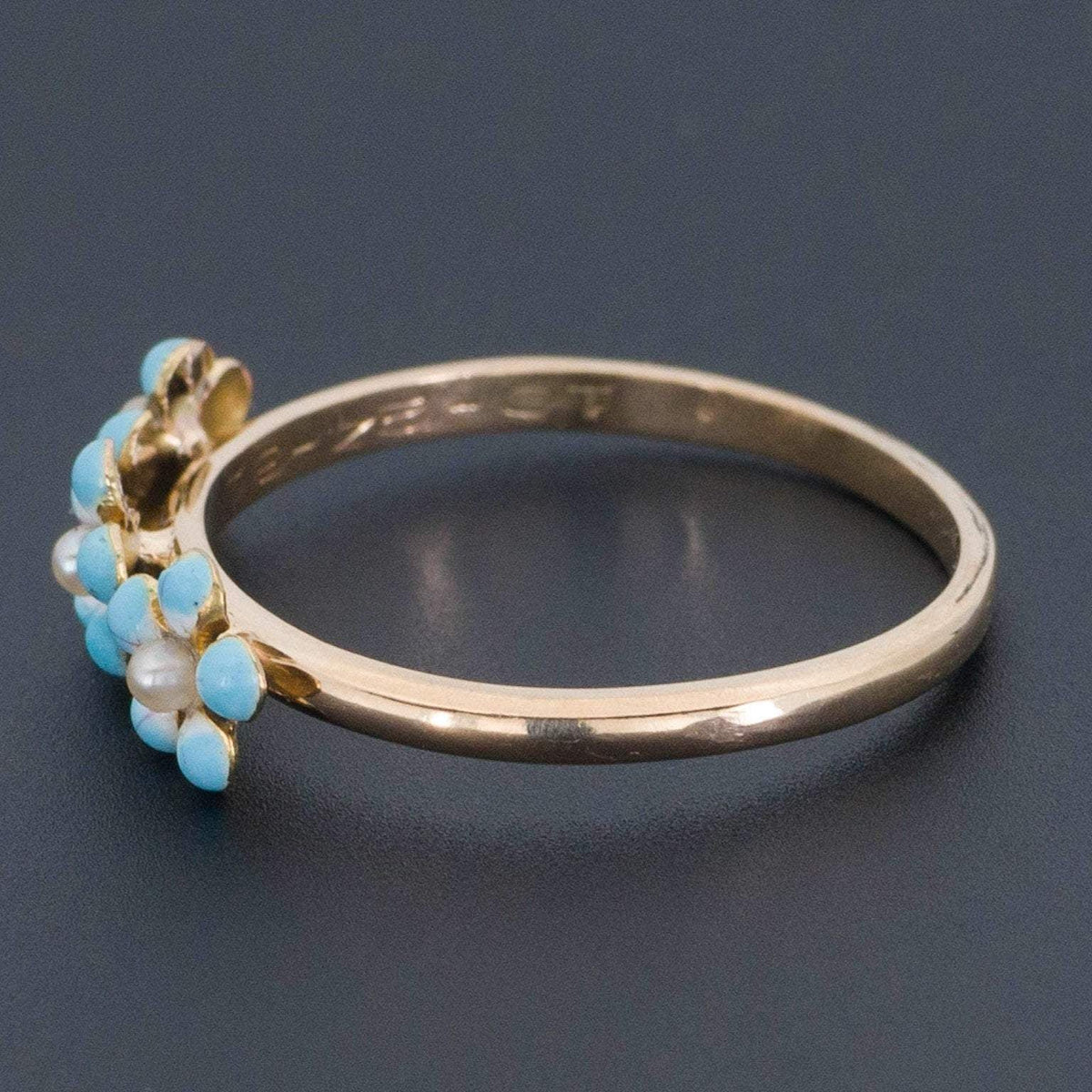 Forget - me - not Flower Ring | Antique Pin Conversion Ring - Trademark Antiques