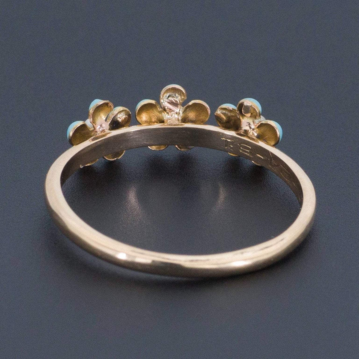 Forget - me - not Flower Ring | Antique Pin Conversion Ring - Trademark Antiques