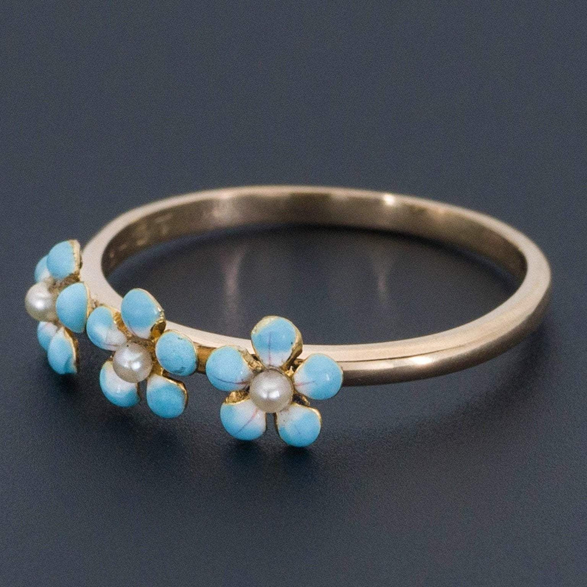 Forget - me - not Flower Ring | Antique Pin Conversion Ring - Trademark Antiques