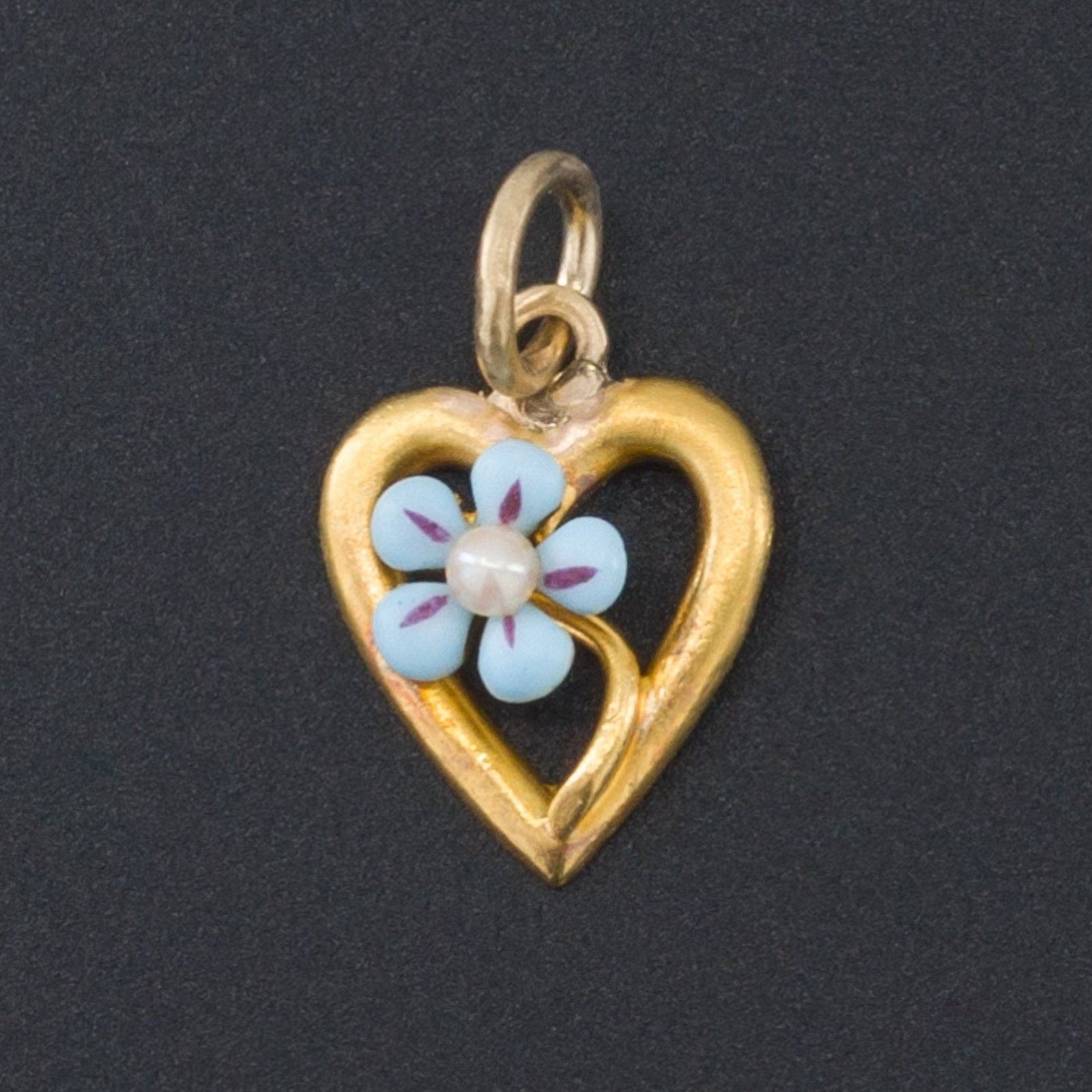 Forget - Me - Not Heart Charm | 14k Gold Charm - Trademark Antiques