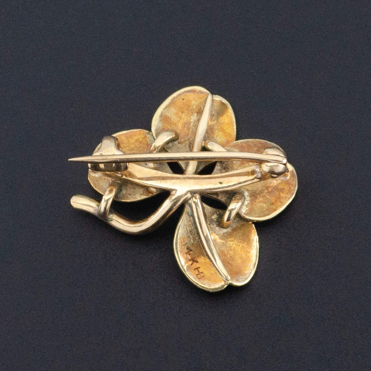 Four Leaf Clover Brooch | Antique Enamel Clover with Pearl Brooch - Trademark Antiques
