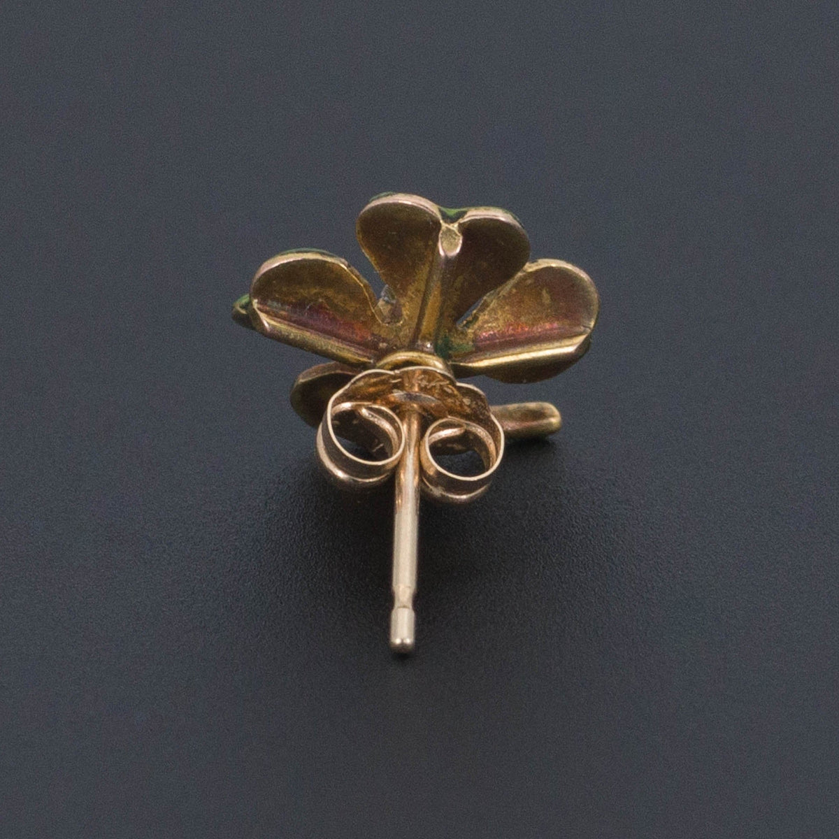 Four Leaf Clover Single Stud Earring | Antique Stick Pin Conversion Earring - Trademark Antiques