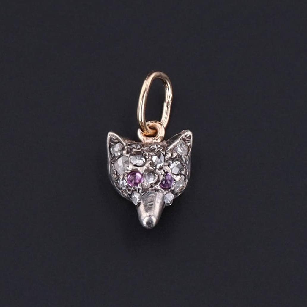 Fox Charm | Diamond Fox Charm - Trademark Antiques