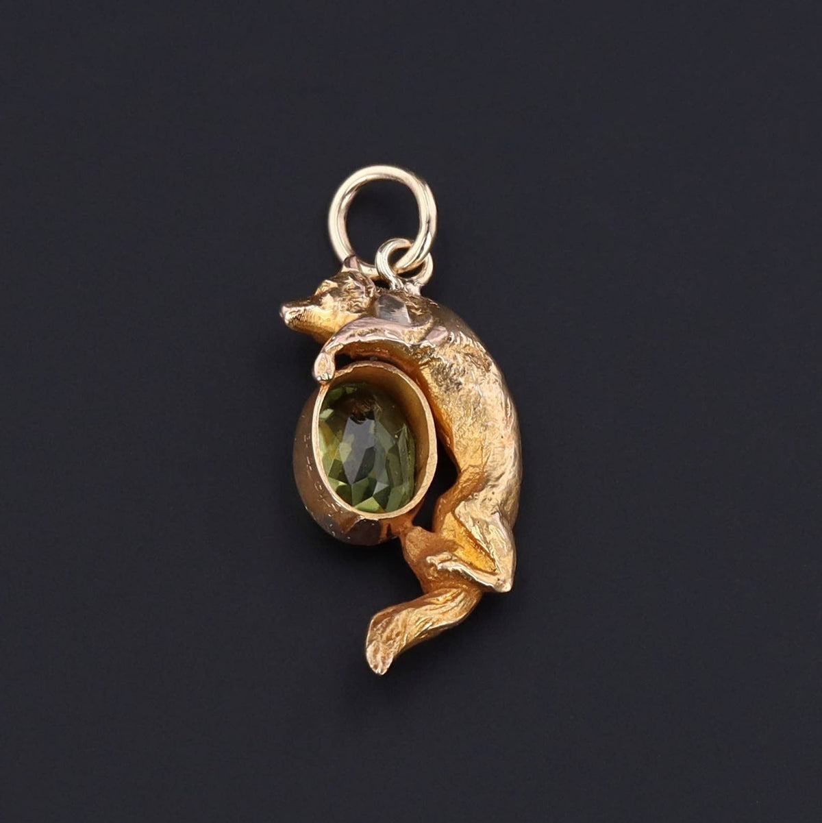 Fox Charm | Peridot Fox Charm - Trademark Antiques