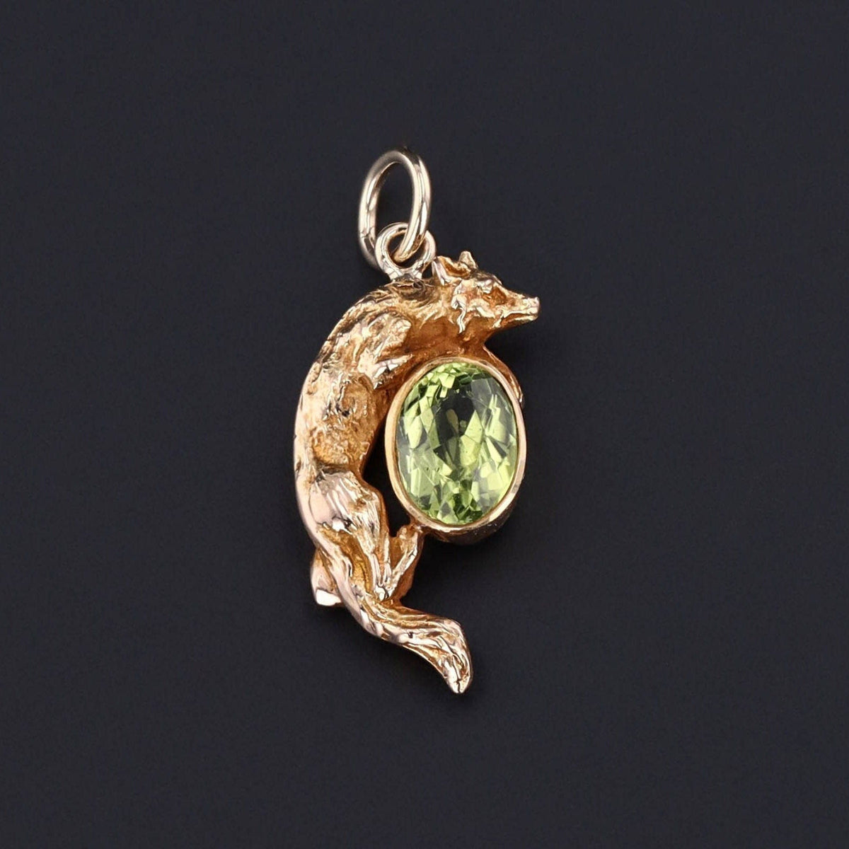 Fox Charm | Peridot Fox Charm - Trademark Antiques