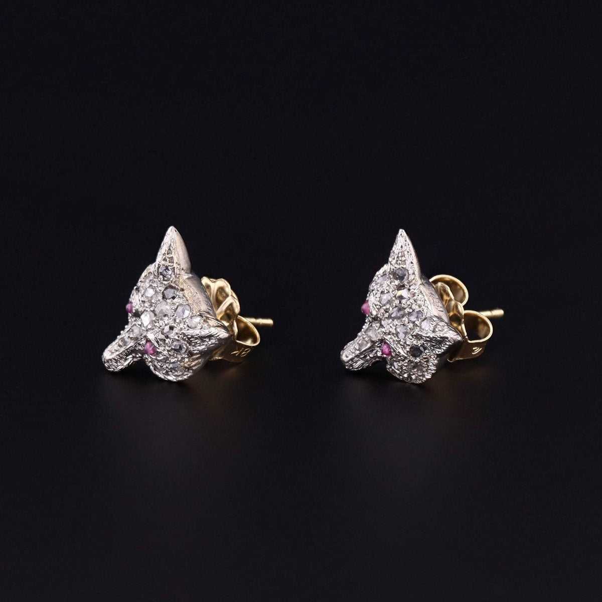 Fox Earrings | Diamond Fox Earrings - Trademark Antiques