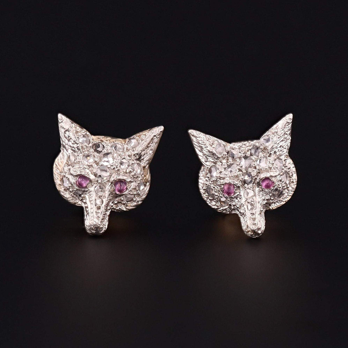 Fox Earrings | Diamond Fox Earrings - Trademark Antiques