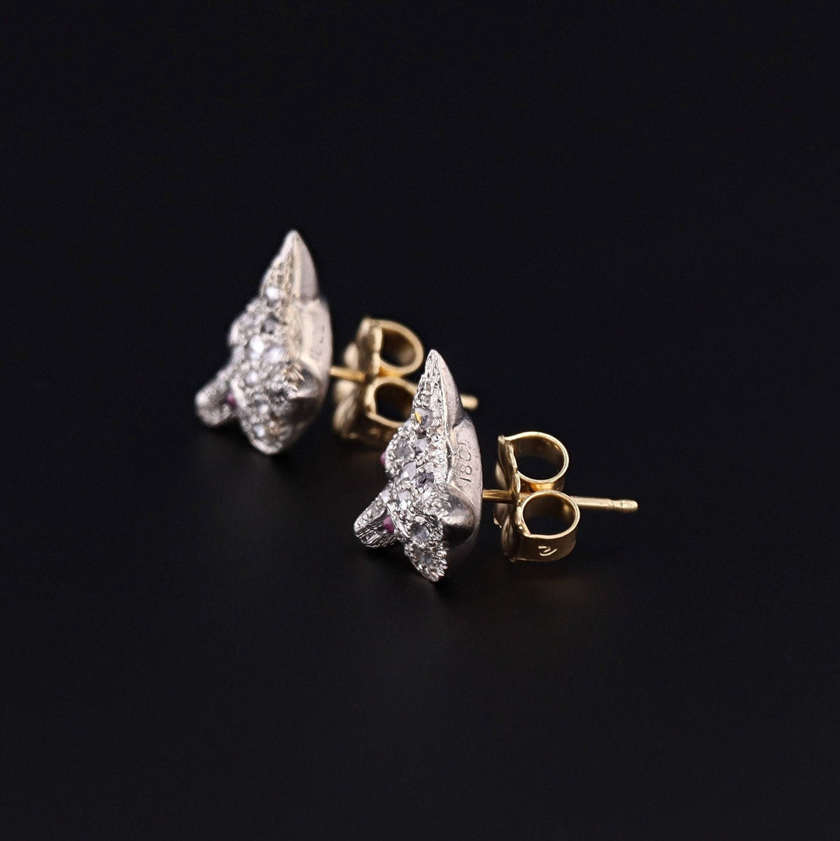 Fox Earrings | Diamond Fox Earrings - Trademark Antiques