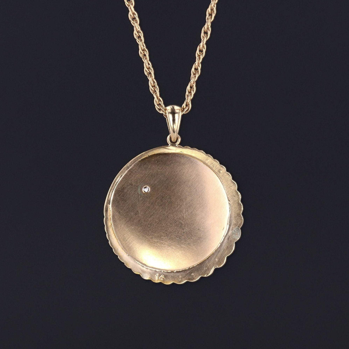 Fox Pendant | Fox Cub &amp; Crescent Moon Pendant with Diamond and Pearls - Trademark Antiques