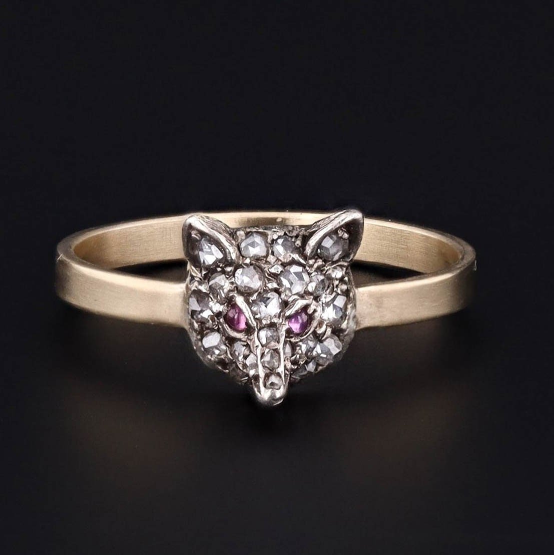 Fox Ring | Diamond Fox Ring - Trademark Antiques