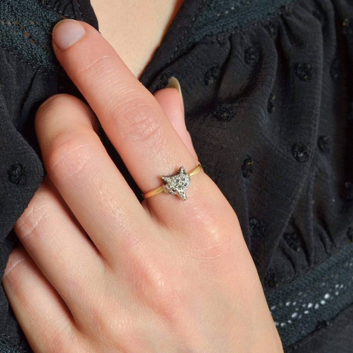 Fox Ring | Diamond Fox Ring - Trademark Antiques