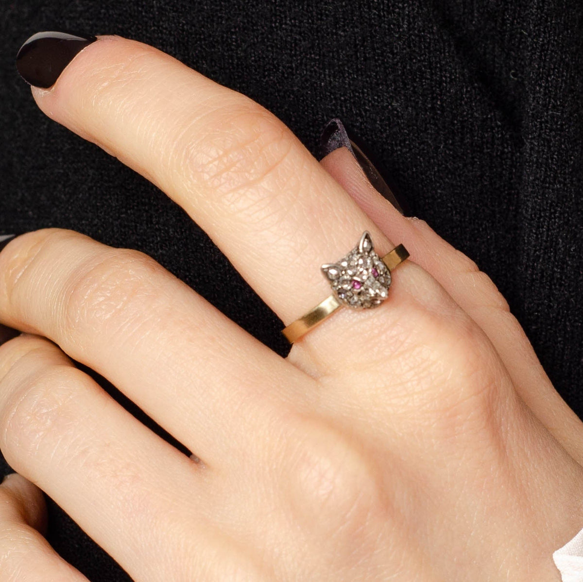 Fox Ring | Diamond Fox Ring - Trademark Antiques