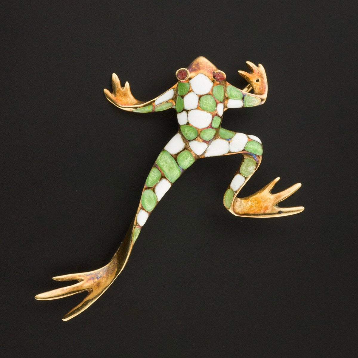 Frog Brooch | Vintage Enamel Frog Brooch - Trademark Antiques