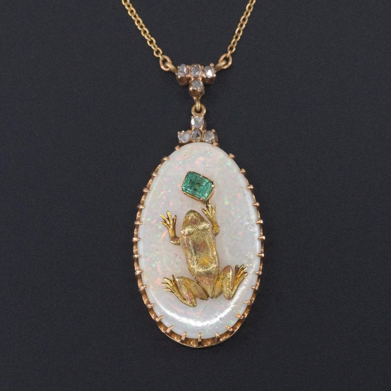 Frog Necklace | Antique Pin Conversion Necklace - Trademark Antiques
