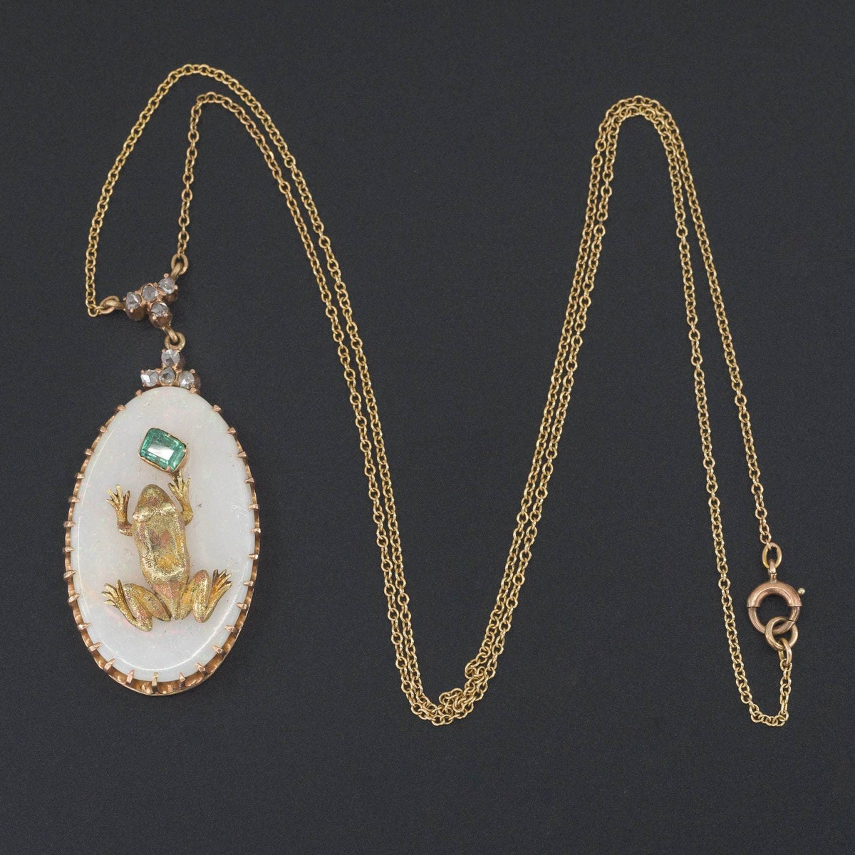 Frog Necklace | Antique Pin Conversion Necklace - Trademark Antiques