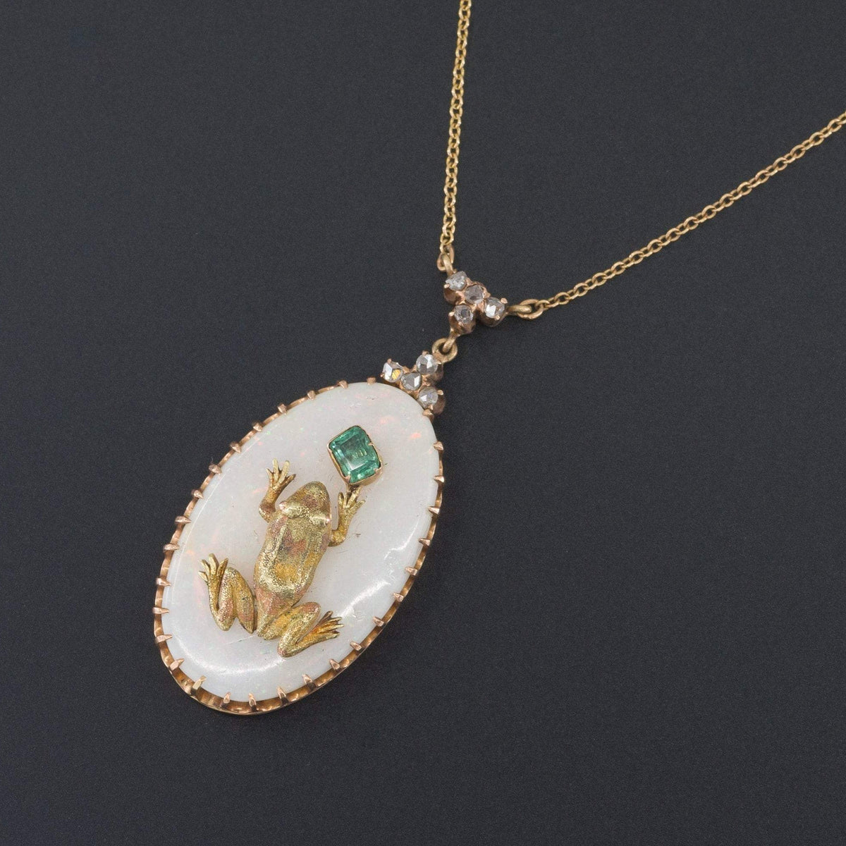 Frog Necklace | Antique Pin Conversion Necklace - Trademark Antiques