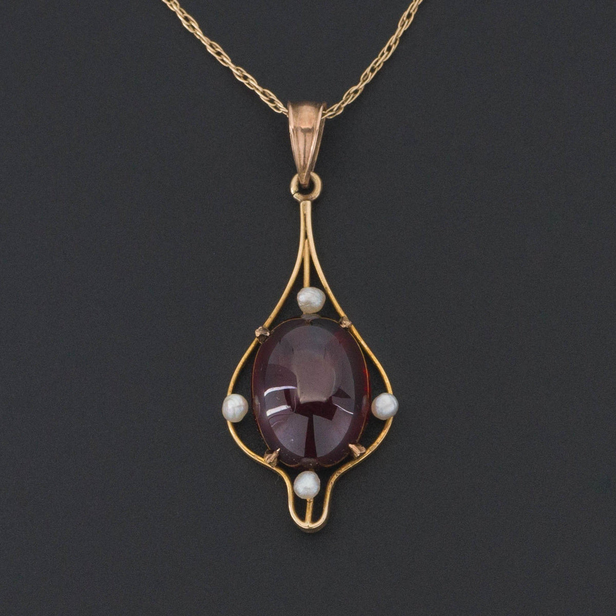 Garnet and Pearl Pendant | Antique Pendant - Trademark Antiques
