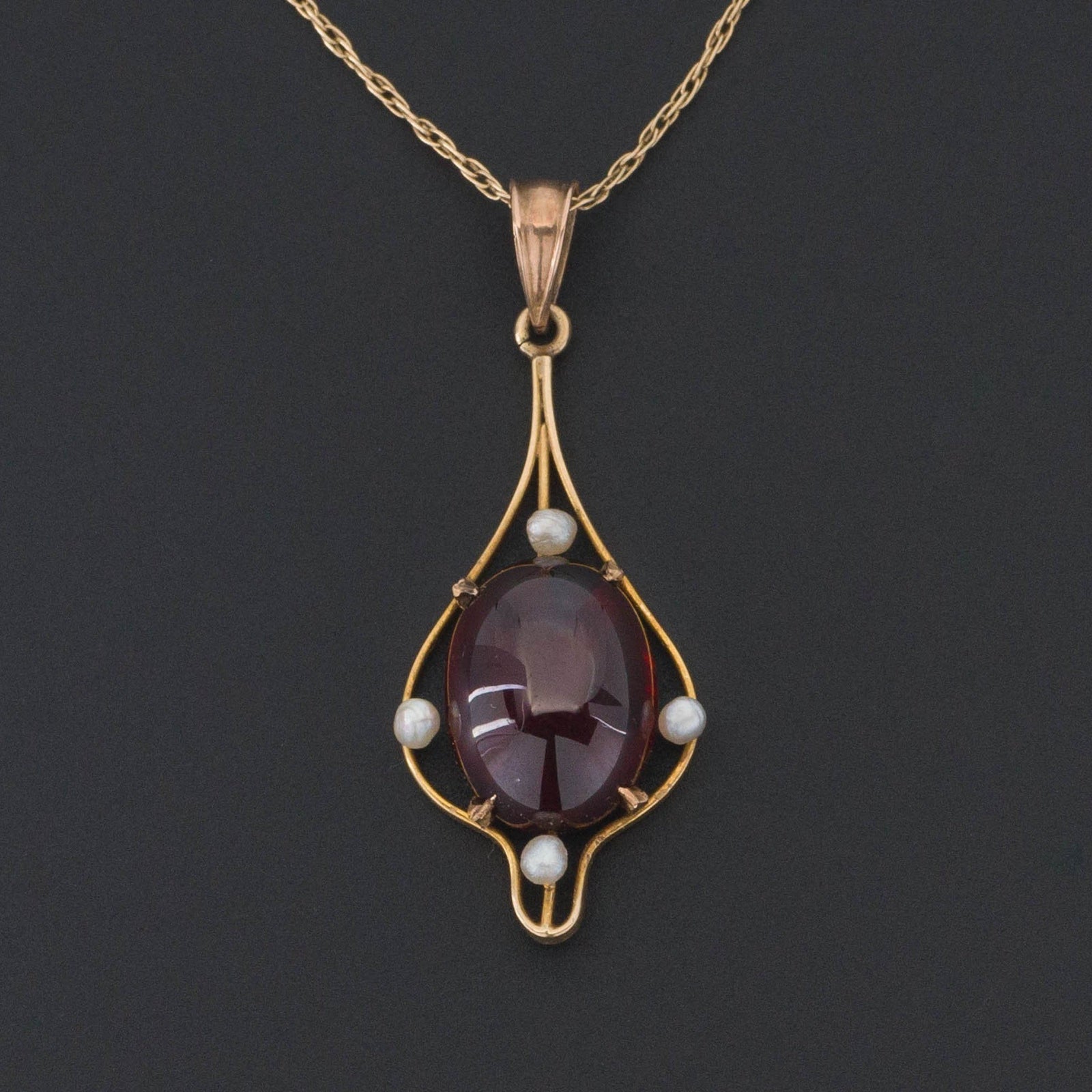 Garnet and Pearl Pendant | Antique Pendant - Trademark Antiques