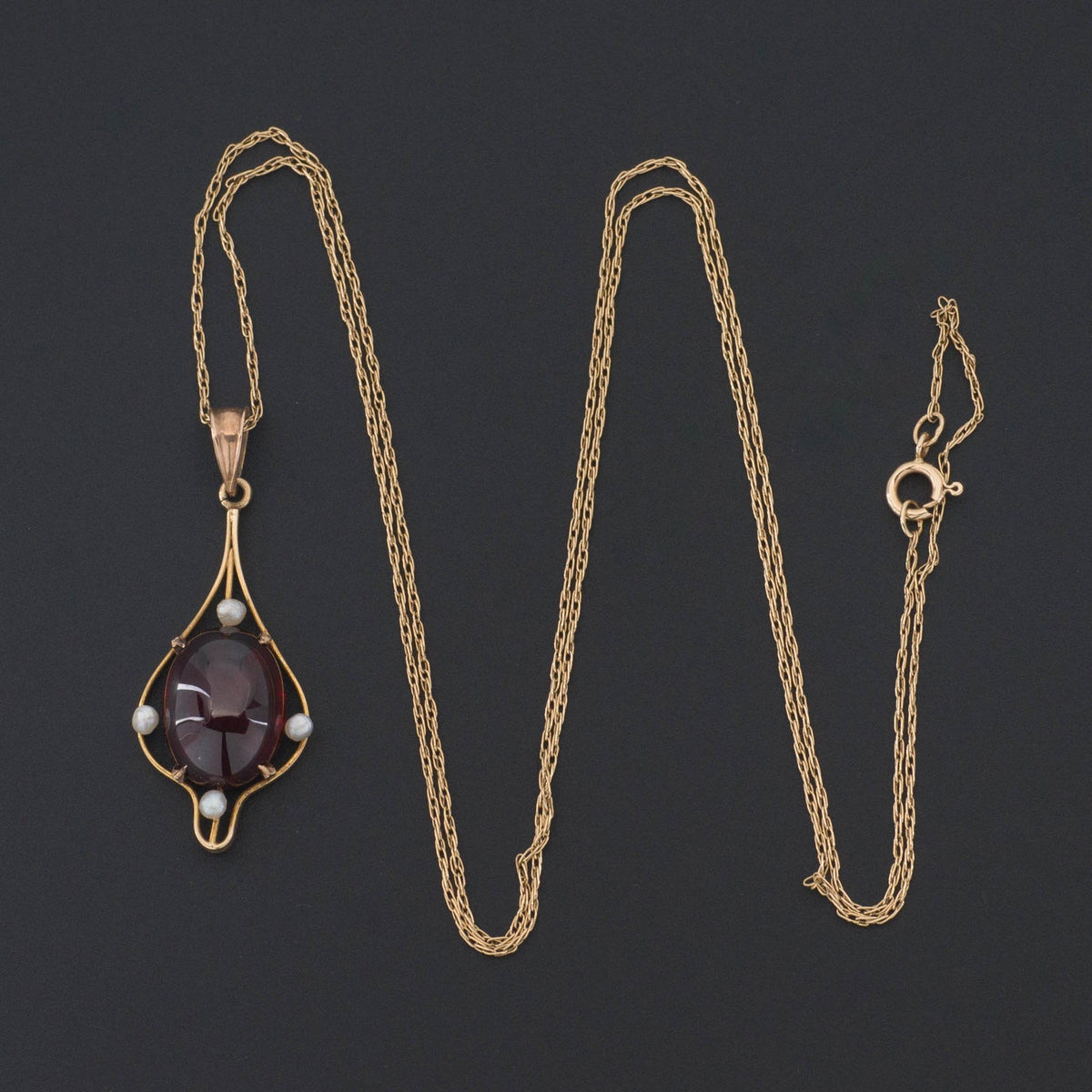 Garnet and Pearl Pendant | Antique Pendant - Trademark Antiques