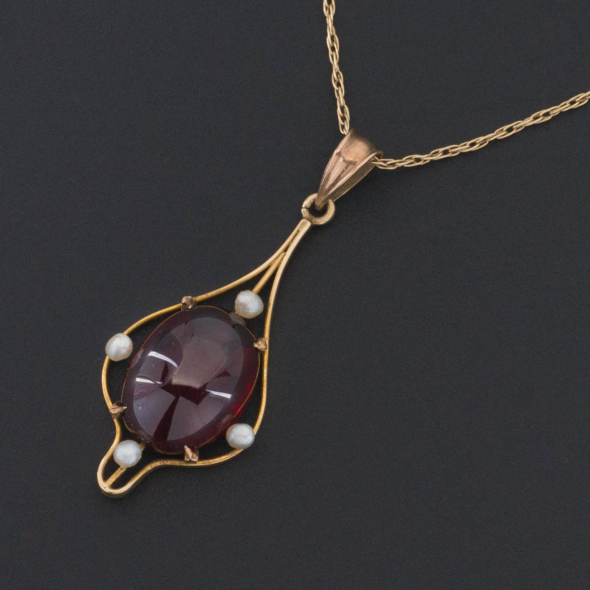 Garnet and Pearl Pendant | Antique Pendant - Trademark Antiques