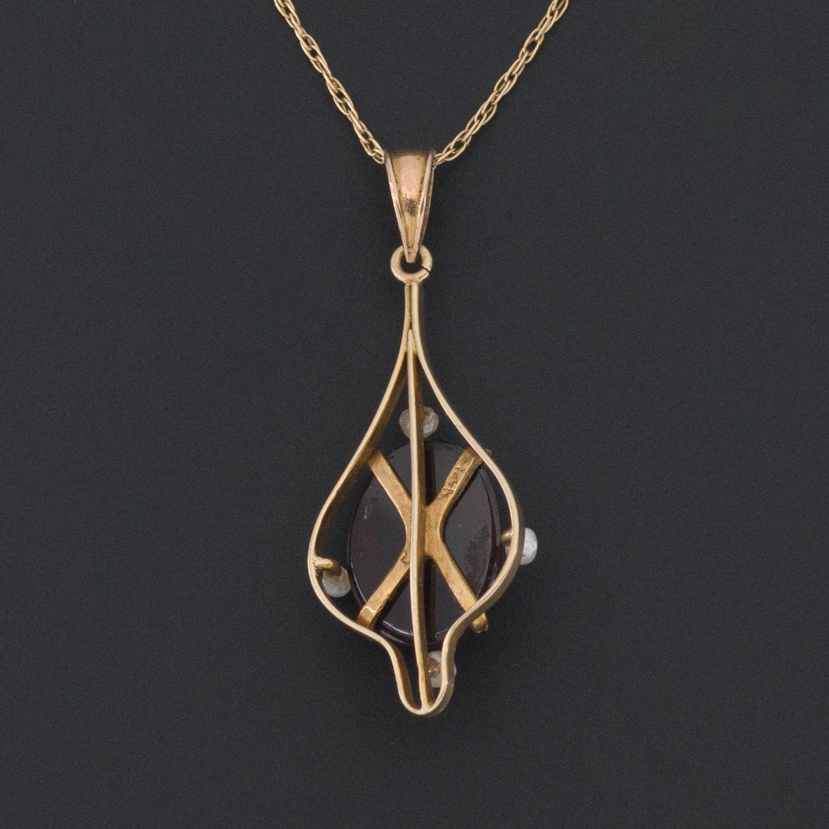 Garnet and Pearl Pendant | Antique Pendant - Trademark Antiques