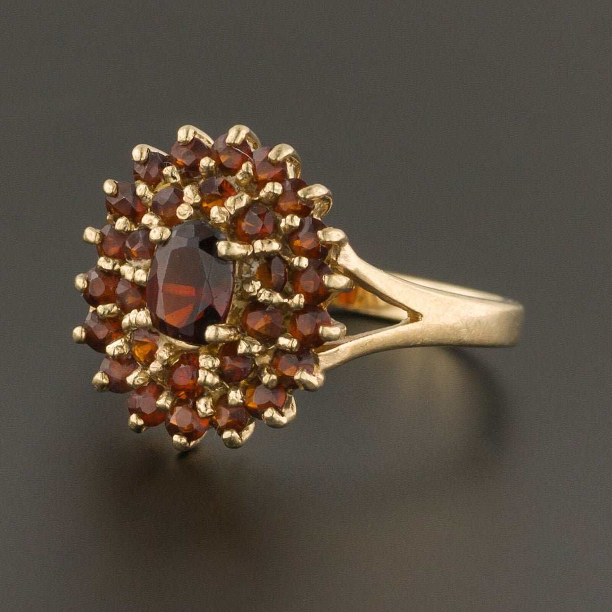 Garnet Cluster Ring | Antique Ring - Trademark Antiques
