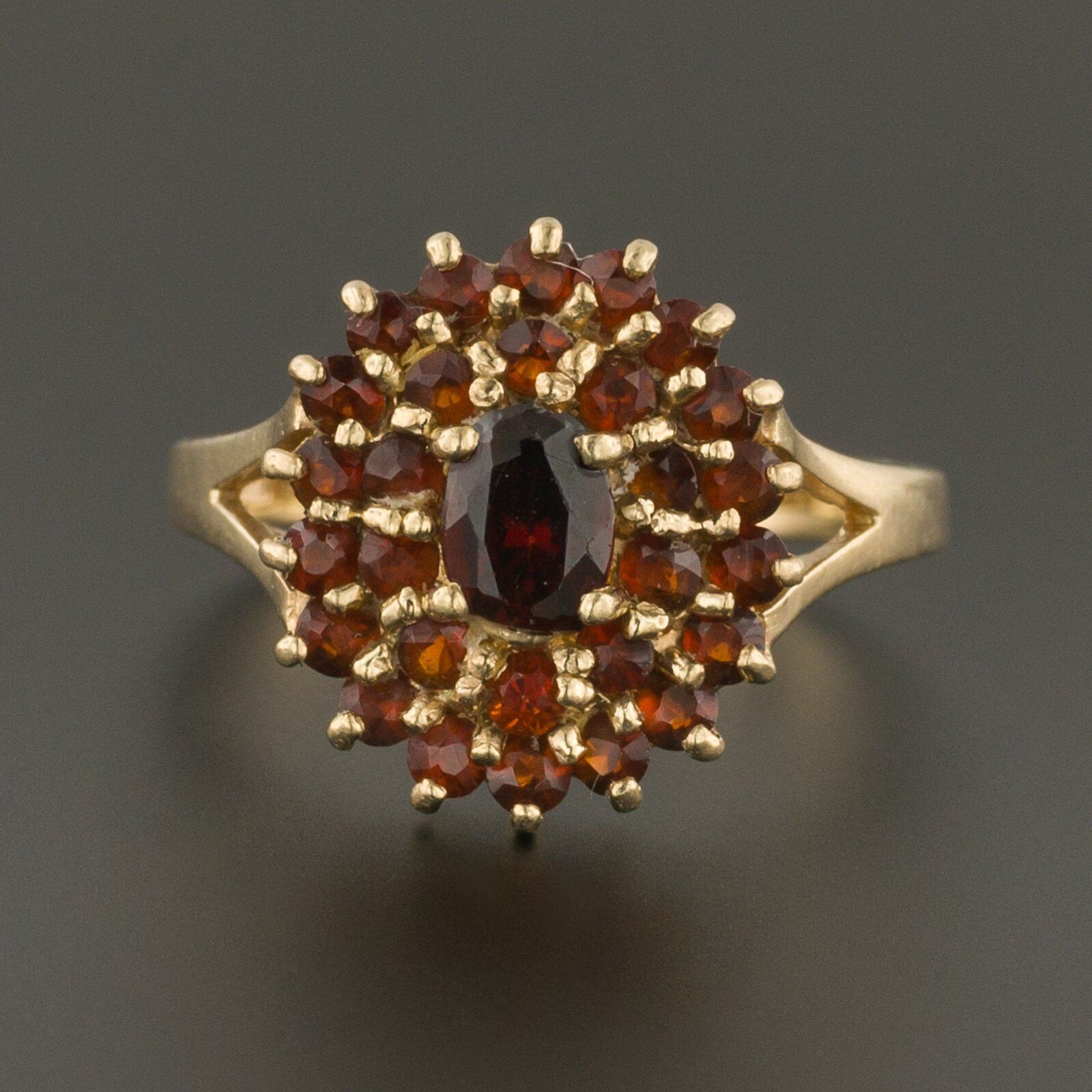 Garnet Cluster Ring | Antique Ring - Trademark Antiques