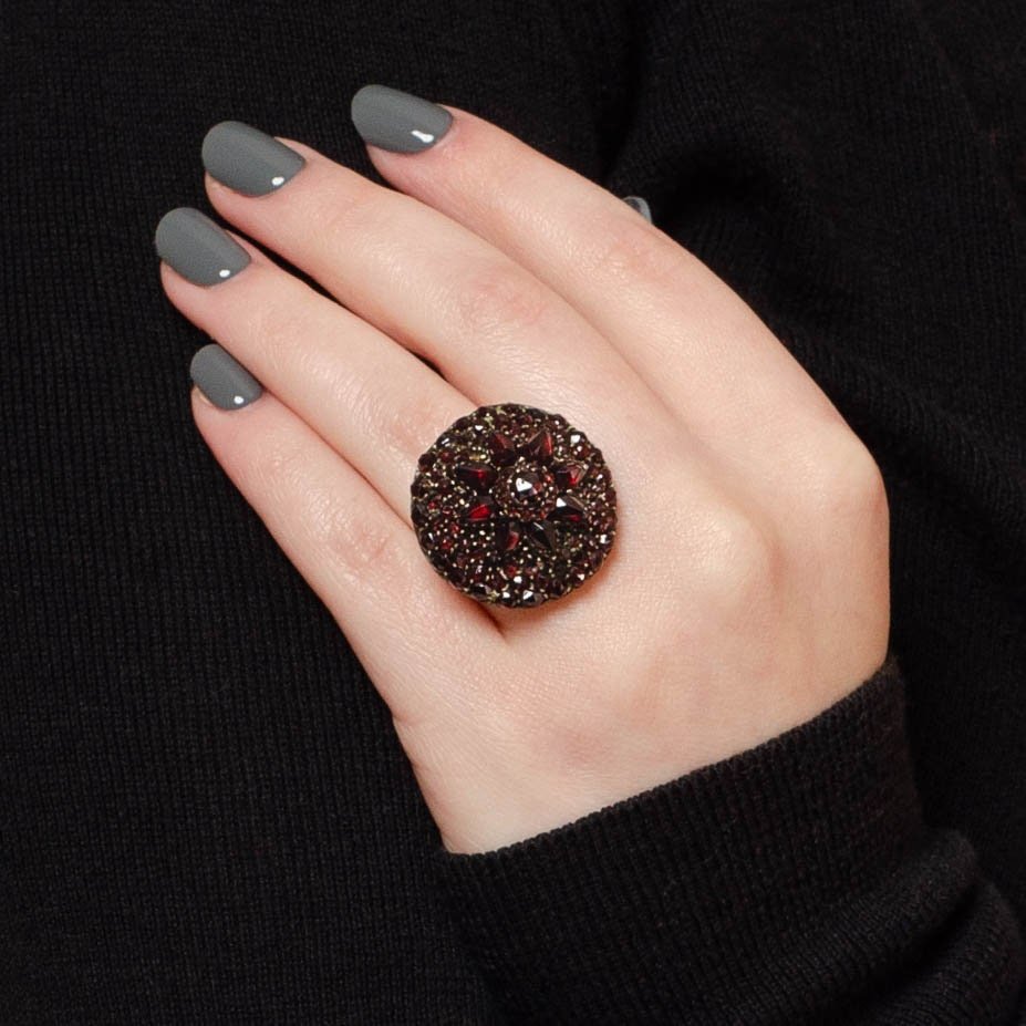 Garnet Cluster Ring | Statement Ring - Trademark Antiques